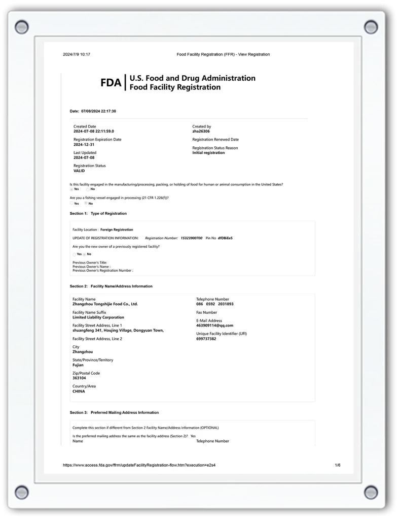 Food Facility Registration (ffr)   View Registration